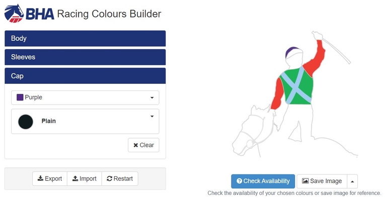 BHA Racing Colours Builder